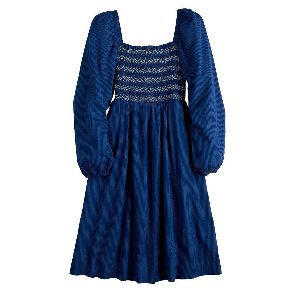 Draper James RSVP Womens Dress Sz 2X Blue Puff Sleeve Smocked Coastal Preppy - Picture 2 of 10
